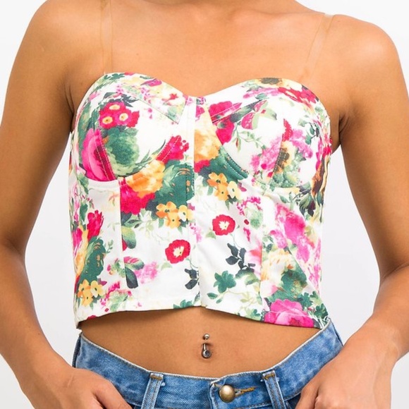 Misstichy Tops - Floral Crop Bustier